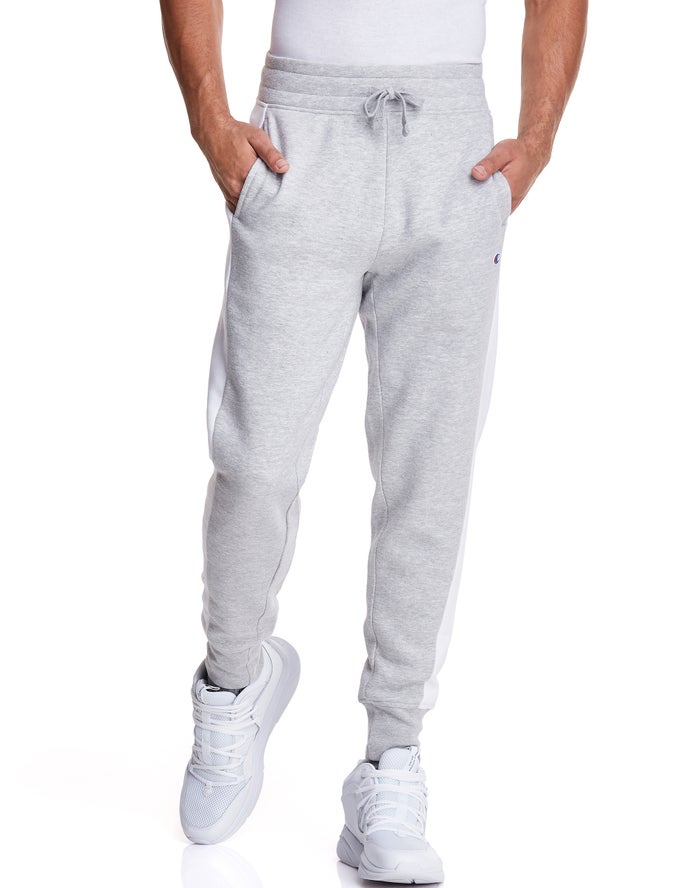 Champion Colorblock Stripe Fleece Erkek Joggers Gri ( CQZUFV683 )